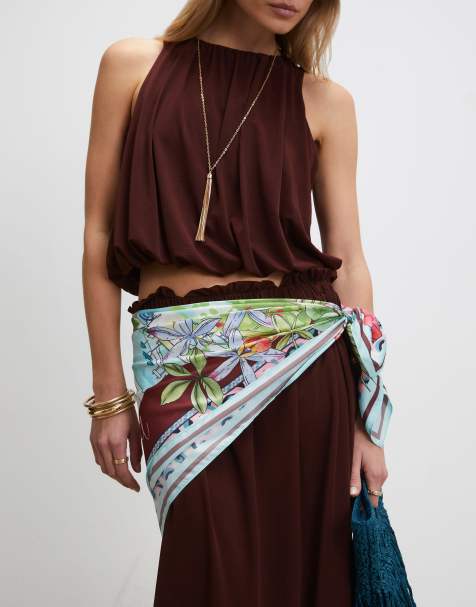 River Island Palm tree large scarf in white - view 1