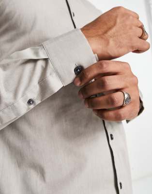 Palmer - Camicia a maniche lunghe color pietra-Marrone - River Island Camicia donna  - immagine1