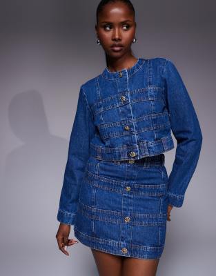 River Island Paneled Jacket In Blue