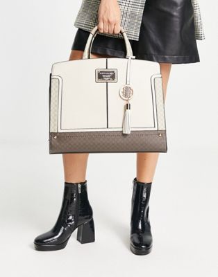 River Island panelled boxy tote bag in cream