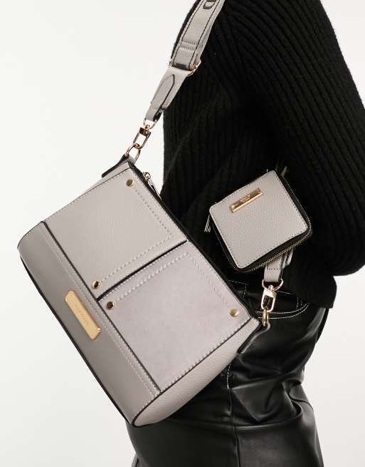 River Island panelled cross body bag in grey