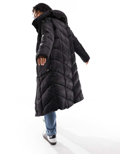 River Island panelled puffer coat in black ASOS