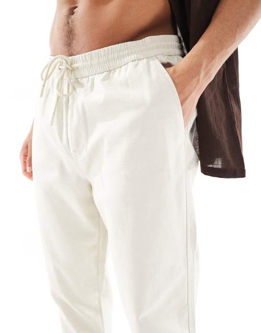 River Island - Pantalon à enfiler aspect lin - Écru, 4 de 4