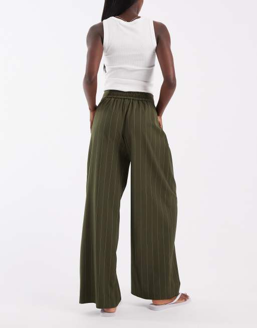 River Island - Pantalon ample à rayures fines - Vert, 2 de 5