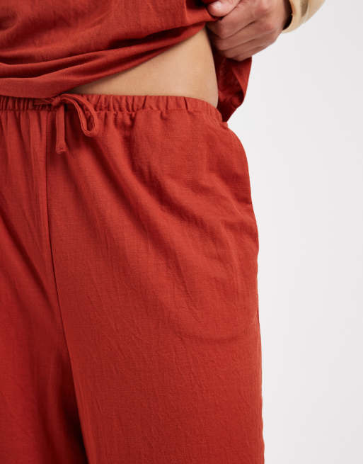 River Island - Pantalon ample en aspect lin - Rouille, 3 de 5