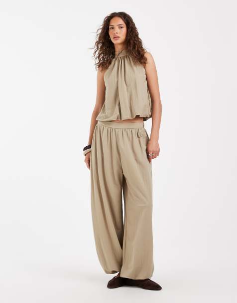 River Island - Pantalon bouffant en lin mélangé - Kaki - view 1