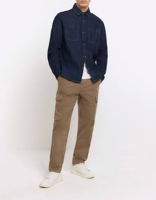 River Island - Pantalon cargo fonctionnel coupe standard - Taupe