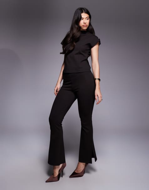 River Island - Pantalon d'ensemble à surpiqûres - Marron foncé - view 1