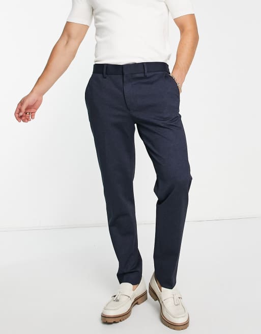 River Island - Pantalon d'ensemble élégant en jersey texturé - Bleu marine