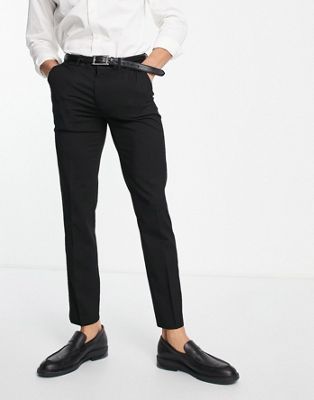 River Island skinny fit smart trousers in black - ASOS Price Checker