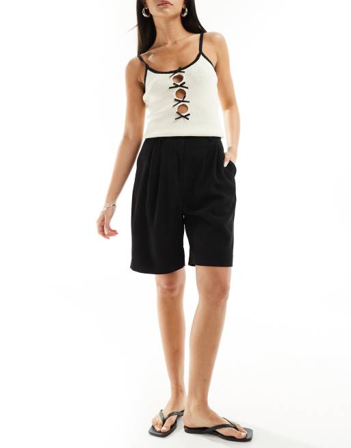 River Island - Pantaloncini bermuda taglio lungo neri
