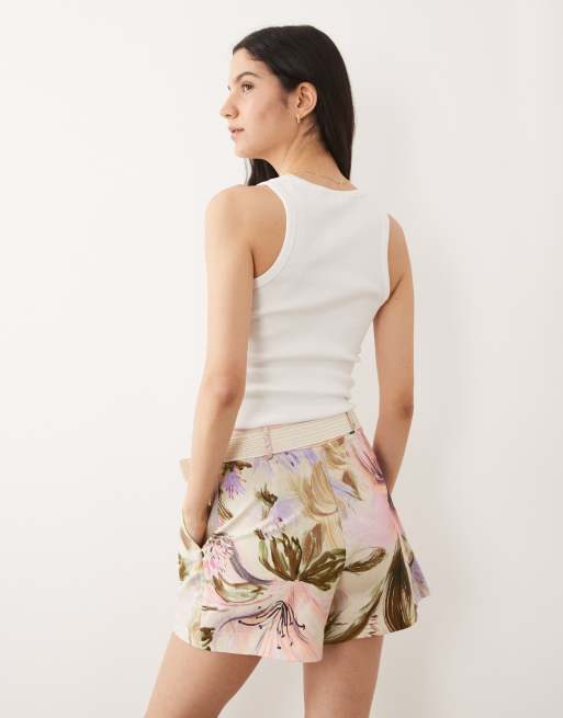 River Island - Pantaloncini con cintura a fiori rosa in coordinato, 4 di 5