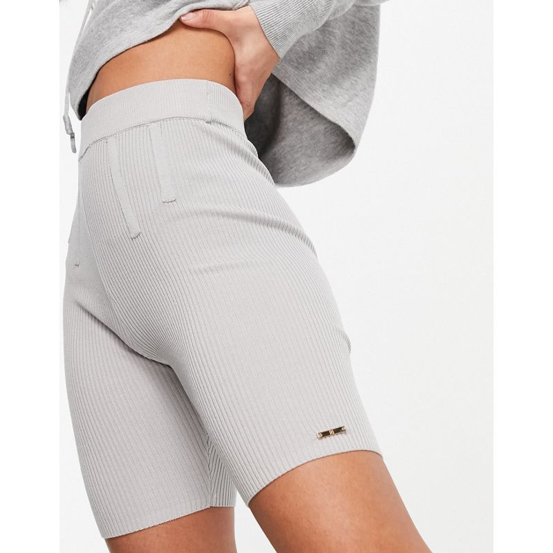 kYYSE Donna River Island - Pantaloncini da casa modellanti in maglia, colore grigio in coordinato