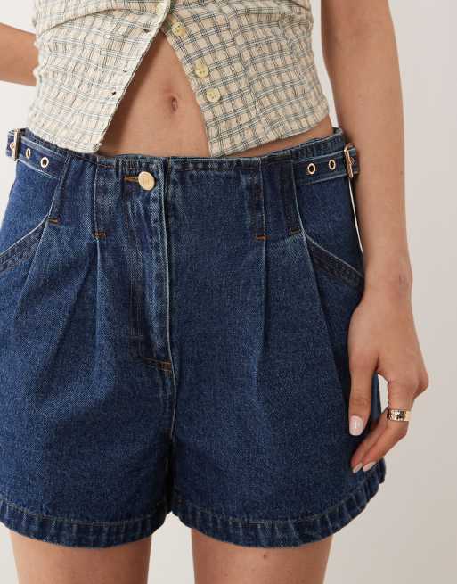 River Island - Pantaloncini sartoriali in denim medio con linguetta, 2 di 5