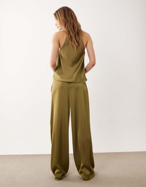 River Island - Pantalones caquis de pernera ancha de satén, 5 de 5