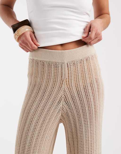 River Island - Pantalones color piedra de pernera ancha de punto, 4 de 5