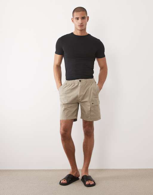 River Island - Pantalones cortos cargo color piedra medio