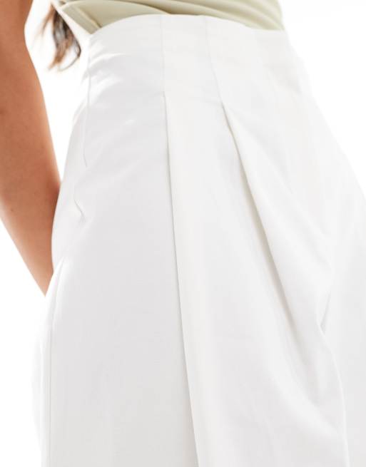 River Island - Pantaloni a vita alta con fondo ampio bianchi, 5 di 5