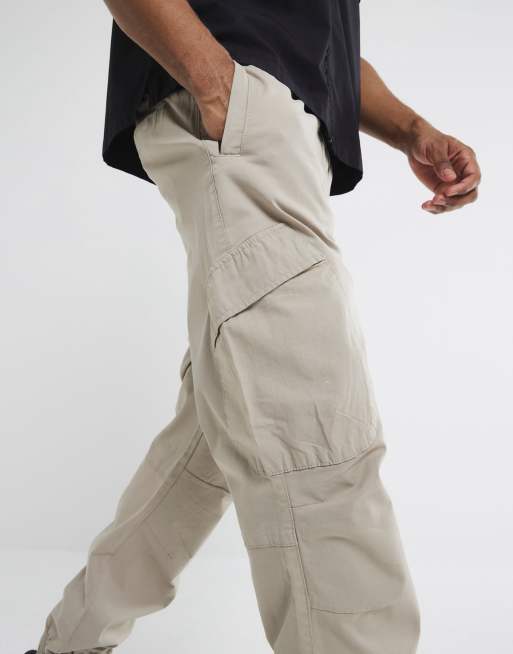 River Island - Pantaloni cargo color pietra medio con fondo elasticizzato, 2 di 4