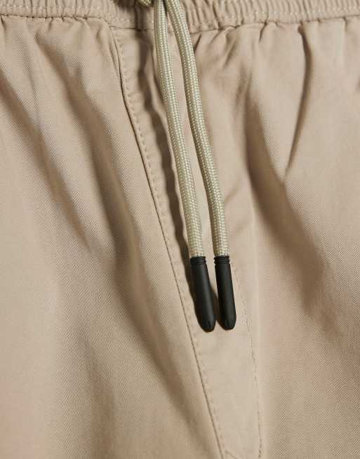 River Island - Pantaloni cargo color pietra medio con fondo elasticizzato, 3 di 4
