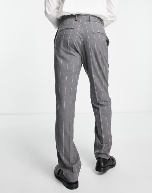 Pantaloni da abito grigi a righe a fondo ampio Asos Uomo Abbigliamento Pantaloni e jeans Pantaloni Pantaloni a zampa 