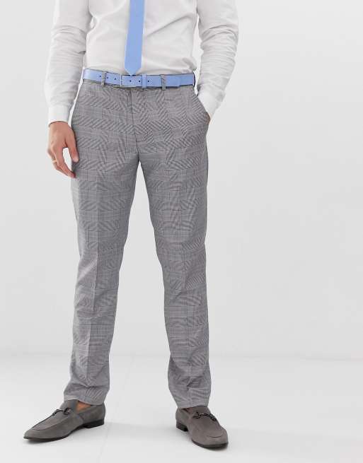 River Island - Abito da matrimonio slim grigio a quadri, 3 di 4
