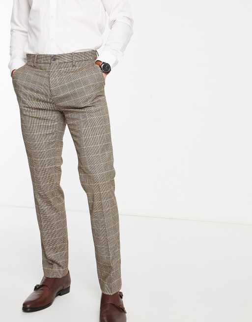 River Island - Pantaloni eleganti slim marroni a quadri heritage