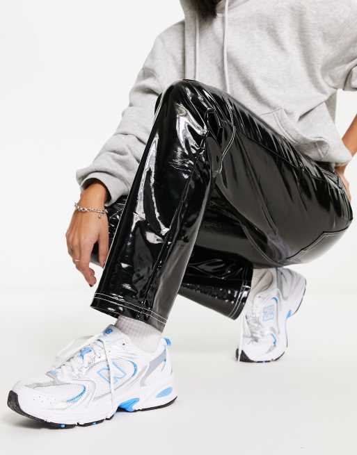 River Island - Pantaloni in vinile nero con cuciture a contrasto, 4 di 4