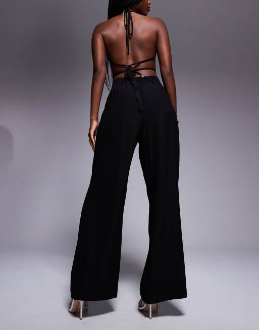 River Island - Pantaloni neri a fondo ampio con pieghe, 2 di 5