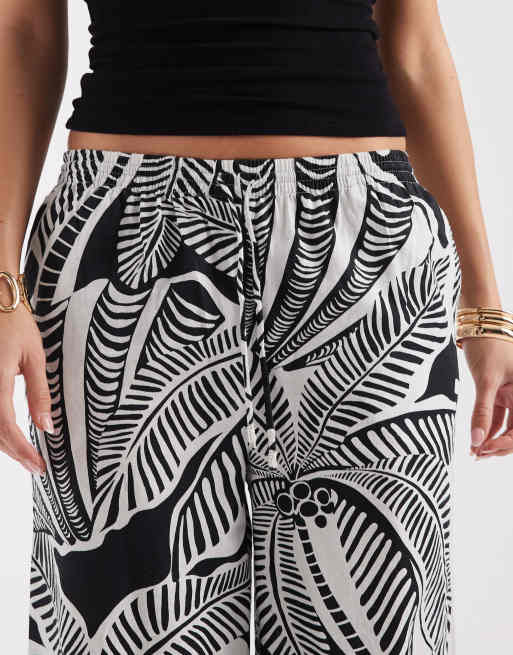River Island - Pantaloni neri con motivo effetto lino in coordinato , 3 di 5
