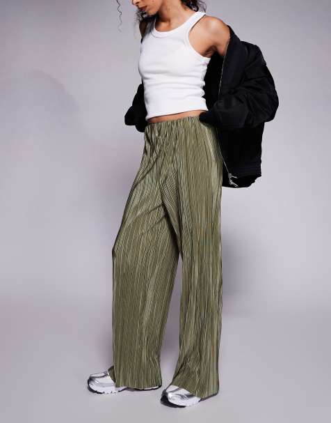 River Island - Pantaloni plissé a fondo ampio verdi - view 1