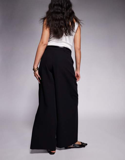 River Island - Pantaloni sartoriali a fondo ampio neri, 2 di 5