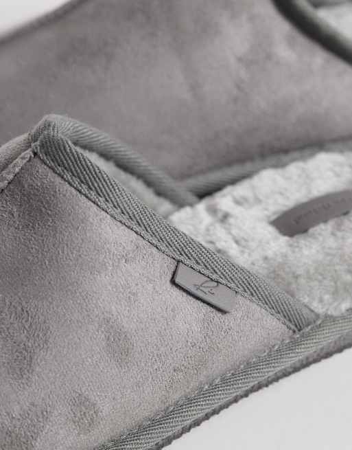 River Island - Pantoffels met open achterkant en fleecevoering in grijs, 3 van 4