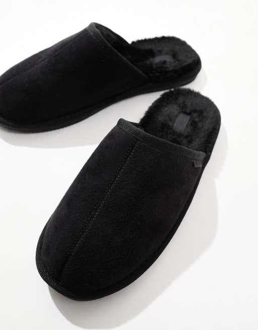 River Island - Pantoffels met voering van imitatiebont in zwart, 2 van 4