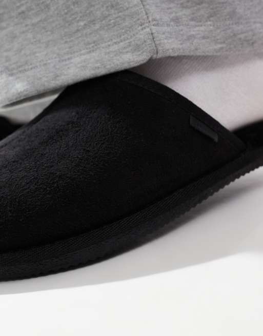 River Island - Pantoffels met voering van imitatiebont in zwart, 4 van 4
