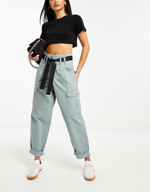 River Island utility cigarette pants in black