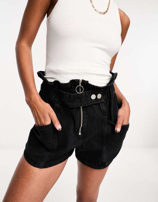 Black denim sales shorts river island