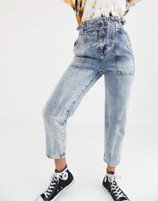 acid wash paperbag jeans