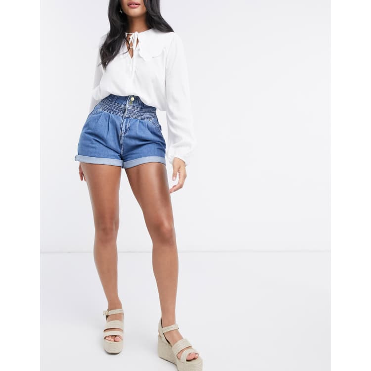 River Island White high waisted denim shorts  White high waisted shorts, White  high waisted denim shorts, High waisted shorts denim