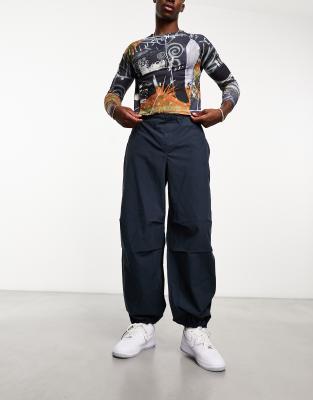 River Island parachute pant in navy