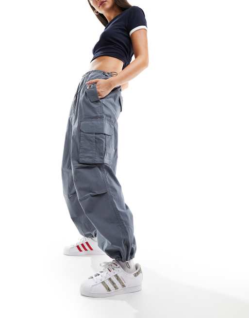 River Island parachute pants in dark grey