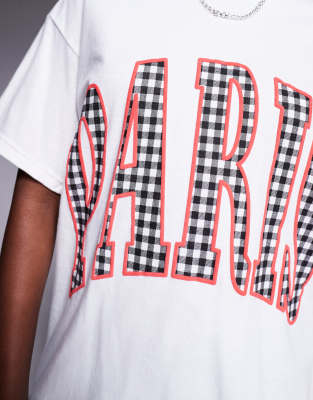 River Island Paris Gingham Print T-shirt