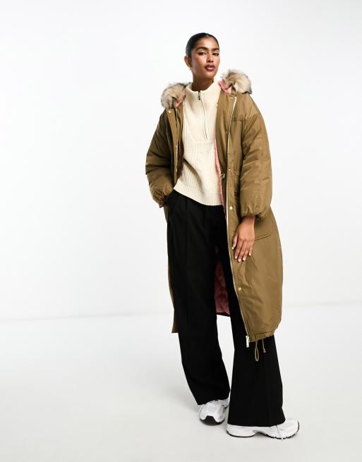 River island khaki store coat