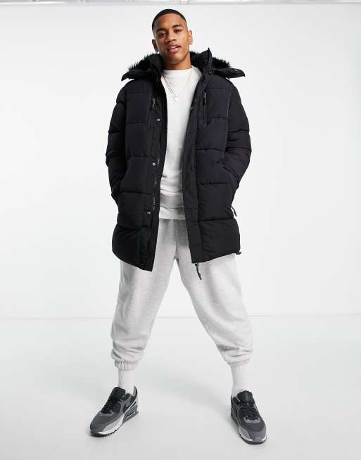 River Island - Parkajakke i sort nylon