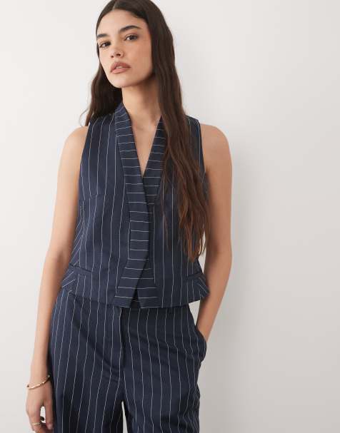 River Island - Parte de un conjunto - Chaleco azul marino con raya diplomática - view 1