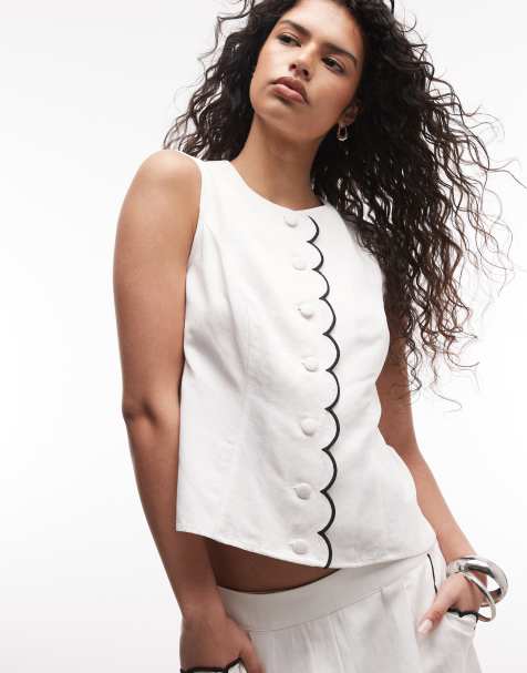 River Island - Parte de un conjunto - Chaleco blanco con ribetes festoneados - view 1