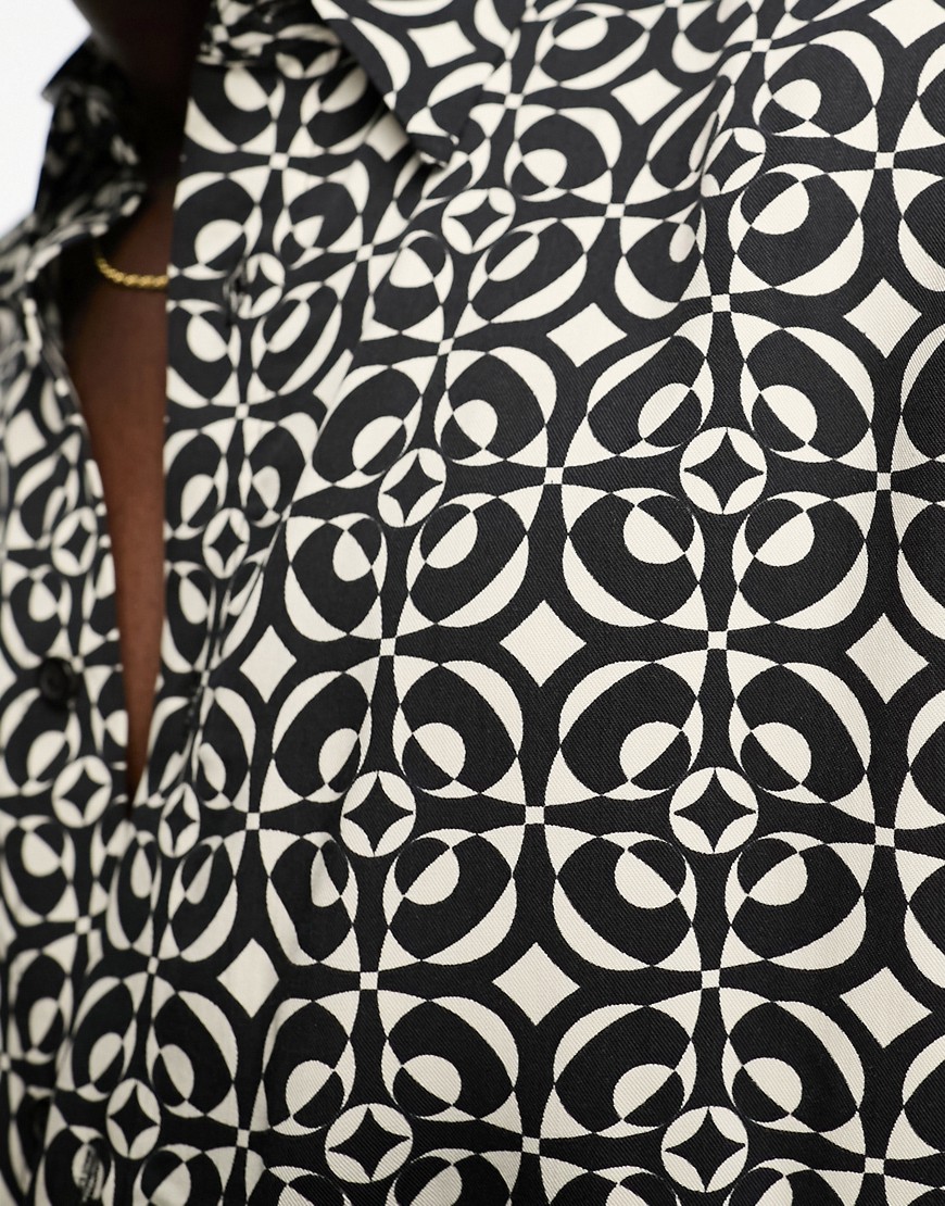 Party - Camicia a maniche lunghe nera con stampa geometrica-Nero - River Island Camicia donna  - immagine2