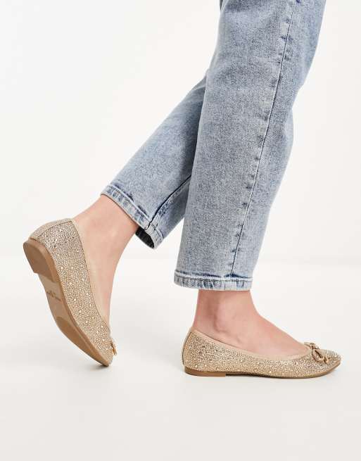 River Island – Płaskie złote balerinki z noskami w szpic, 2 z 4