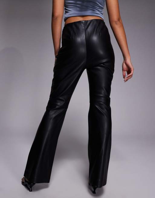 River Island patch pocket faux leather bootcut pants in black , 2 of 5