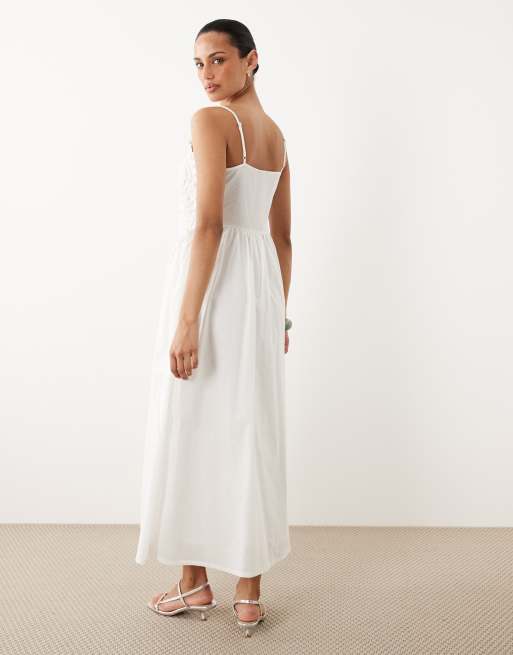River Island – Patchwork-Midikleid aus Spitze in Creme, 3 von 4